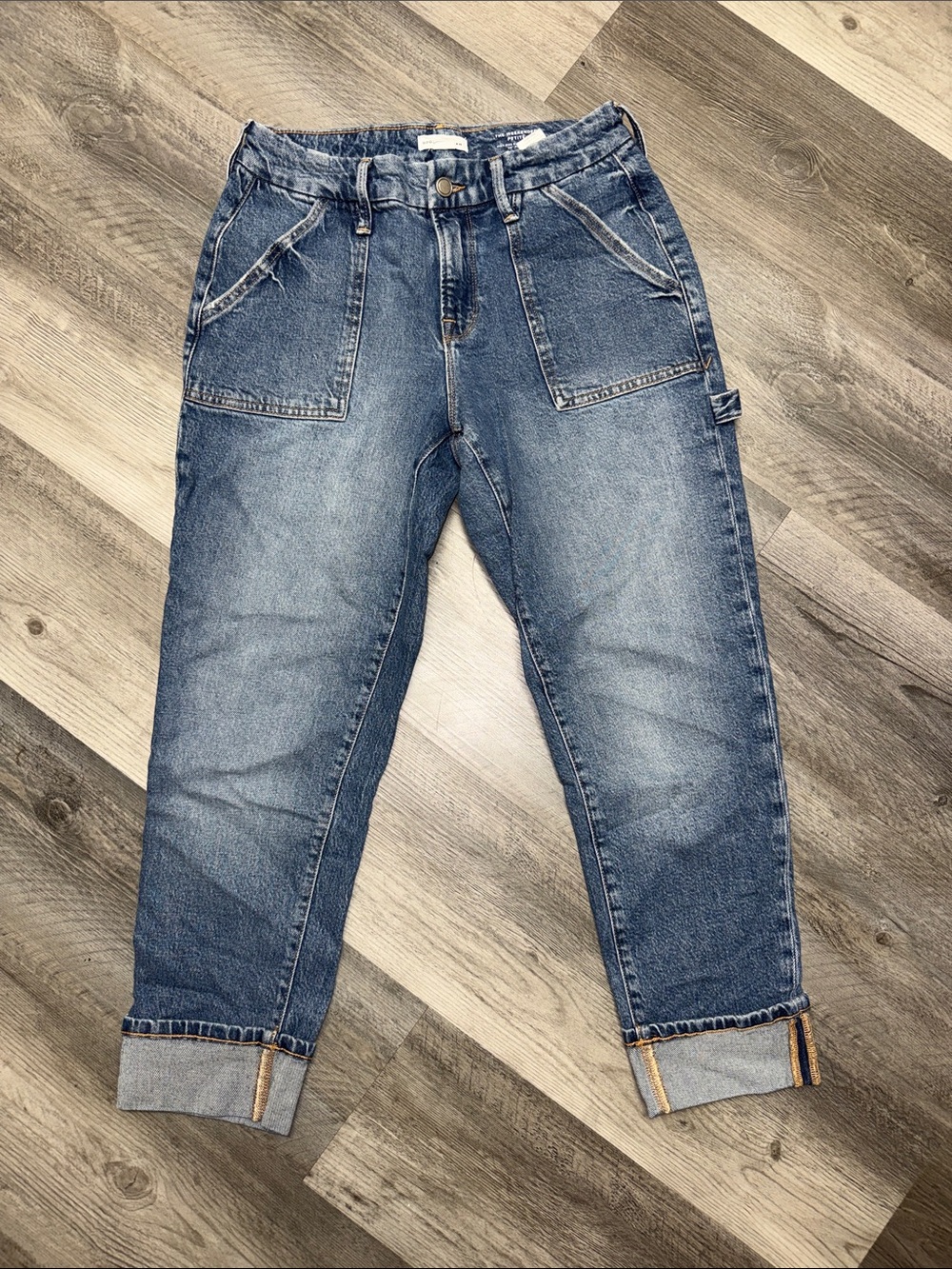 Good American - High rise slim straight cuffed jeans denim pants bottoms
